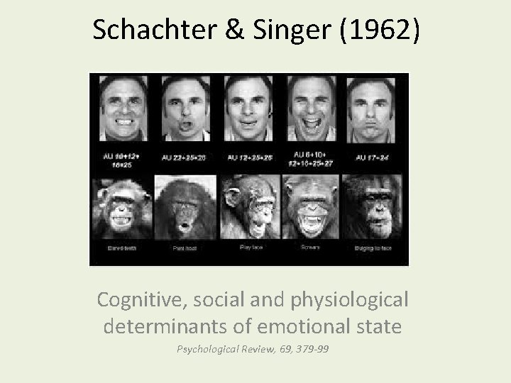 Schachter & Singer (1962) Cognitive, social and physiological determinants of emotional state Psychological Review,
