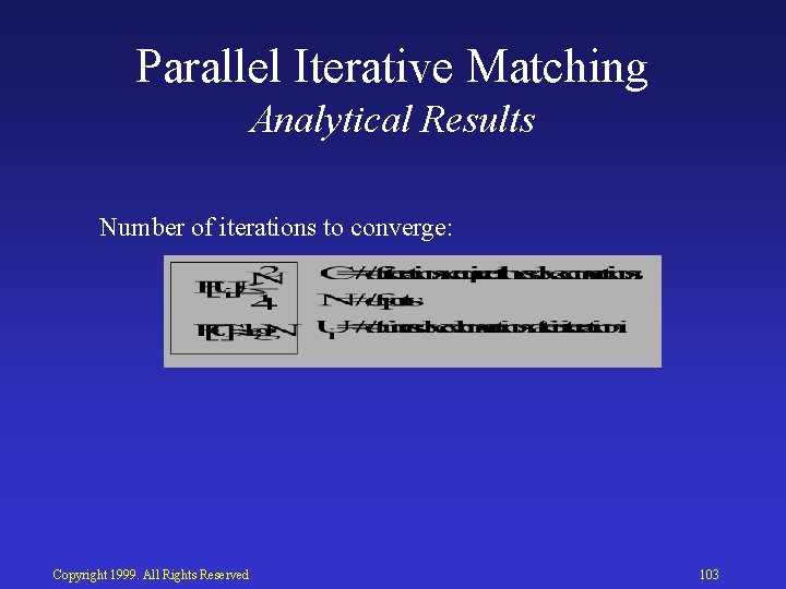 Parallel Iterative Matching Analytical Results Number of iterations to converge: Copyright 1999. All Rights