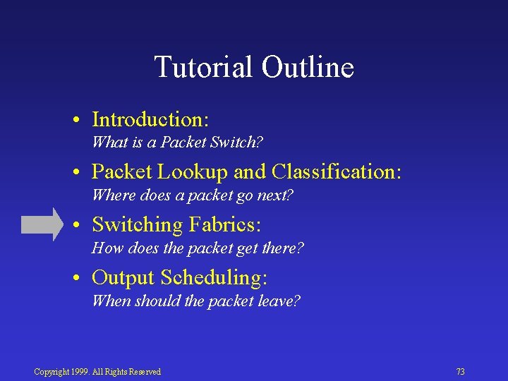 Tutorial Outline • Introduction: What is a Packet Switch? • Packet Lookup and Classification: