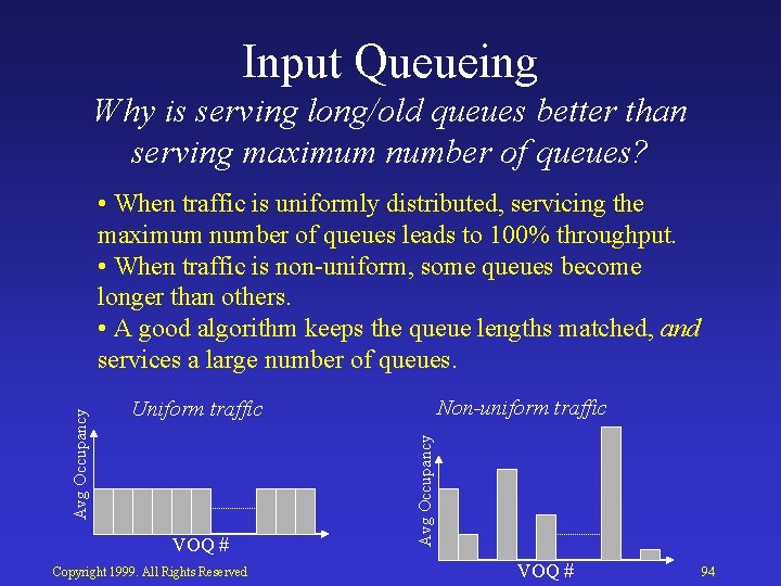 Input Queueing Why is serving long/old queues better than serving maximum number of queues?