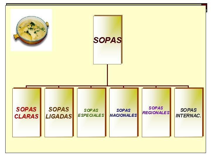 SOPAS CLARAS SOPAS LIGADAS SOPAS ESPECIALES SOPAS NACIONALES SOPAS REGIONALES SOPAS INTERNAC. 