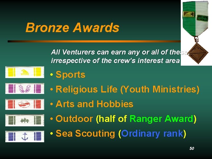 Bronze Awards All Venturers can earn any or all of these, irrespective of the
