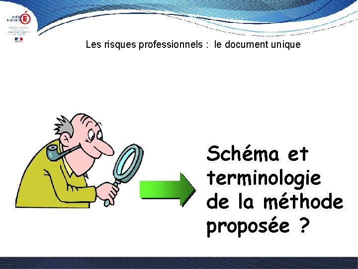 Les risques professionnels : le document unique Schéma et terminologie de la méthode proposée