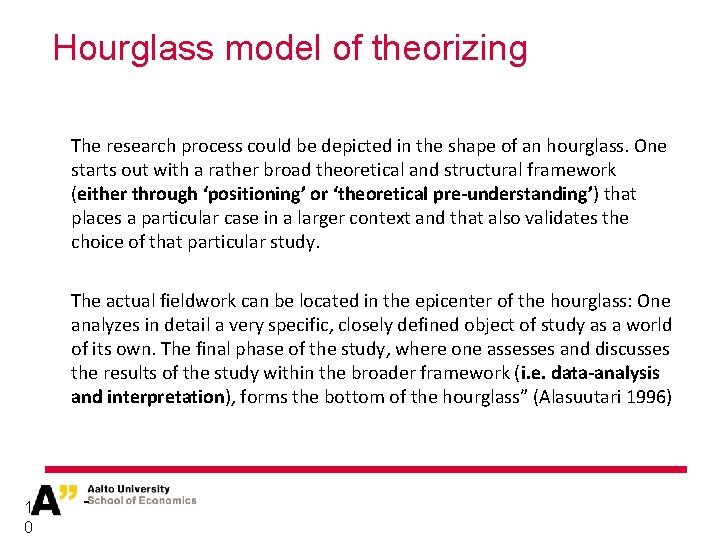 Hourglass model of theorizing The research process could be depicted in the shape of