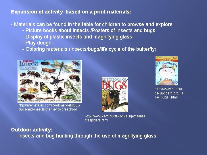 Expansion of activity based on a print materials: - Materials can be found in