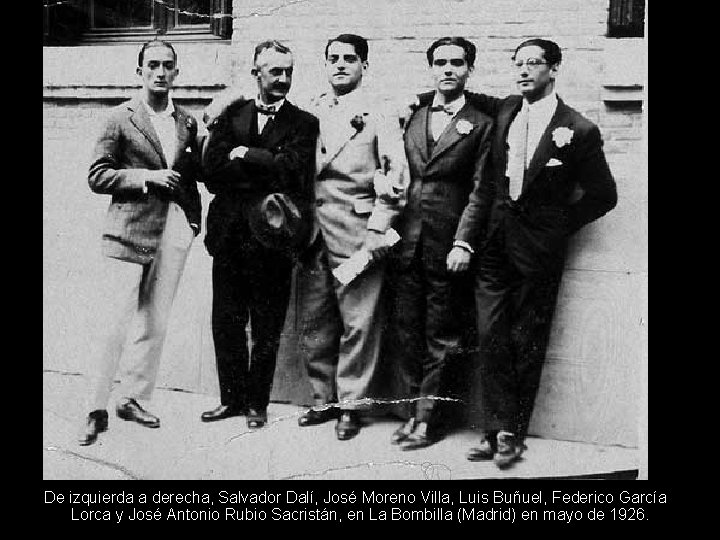De izquierda a derecha, Salvador Dalí, José Moreno Villa, Luis Buñuel, Federico García Lorca