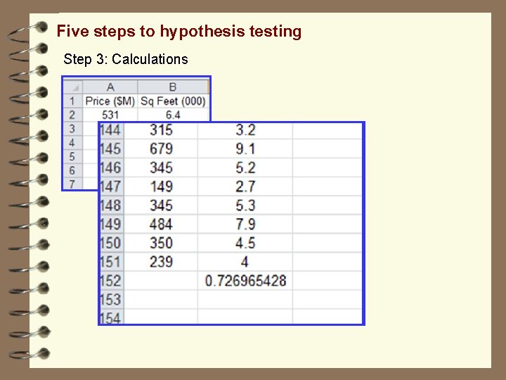 Five steps to hypothesis testing Step 3: Calculations 