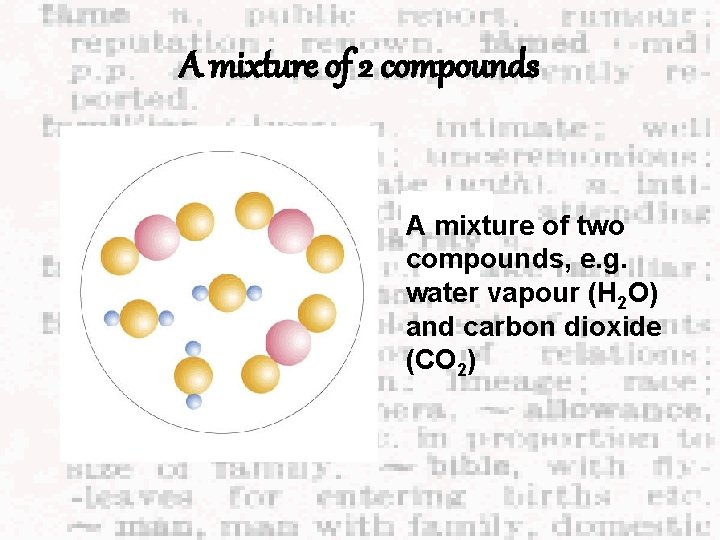 A mixture of 2 compounds A mixture of two compounds, e. g. water vapour