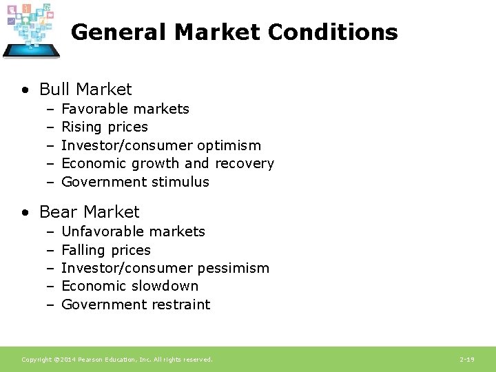 General Market Conditions • Bull Market – – – Favorable markets Rising prices Investor/consumer
