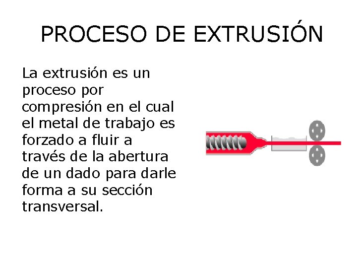 PROCESO DE EXTRUSIÓN La extrusión es un proceso por compresión en el cual el