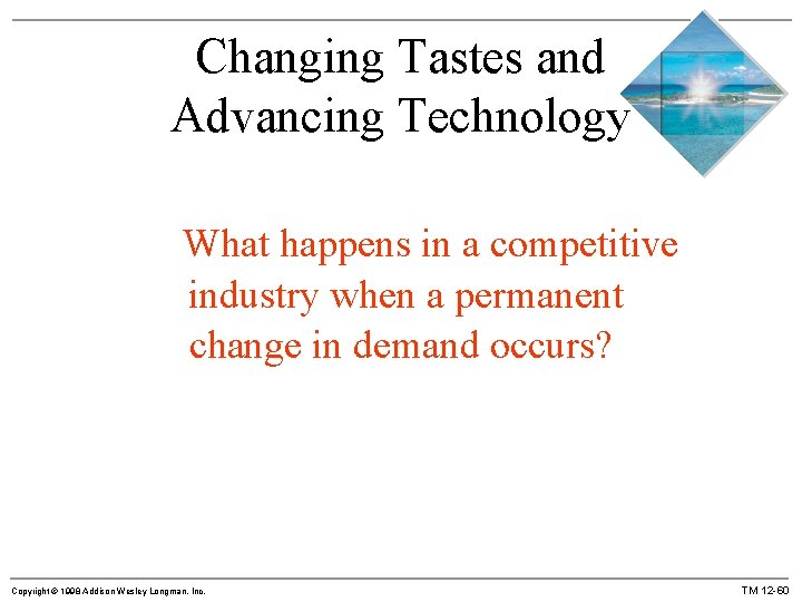 Changing Tastes and Advancing Technology What happens in a competitive industry when a permanent