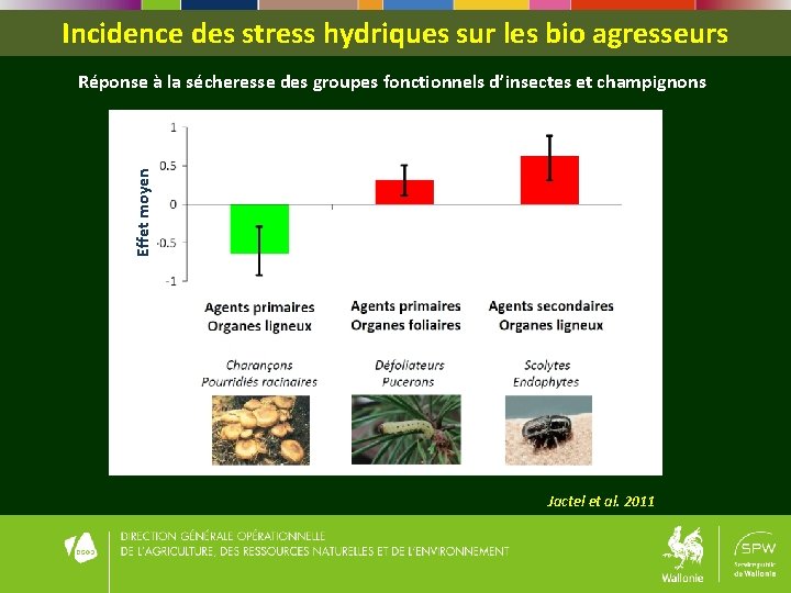 Incidence des stress hydriques sur les bio agresseurs Effet moyen Réponse à la sécheresse