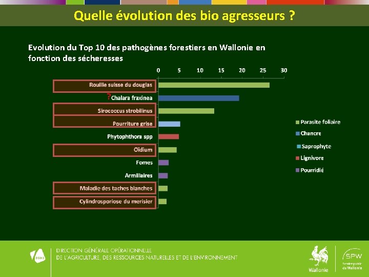 Quelle évolution des bio agresseurs ? Evolution du Top 10 des pathogènes forestiers en Quelle évolution des bio agresseurs ? Evolution du Top 10 des pathogènes forestiers en