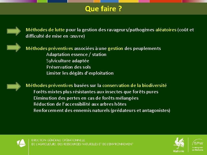 Que faire ? Méthodes de lutte pour la gestion des ravageurs/pathogènes aléatoires (coût et