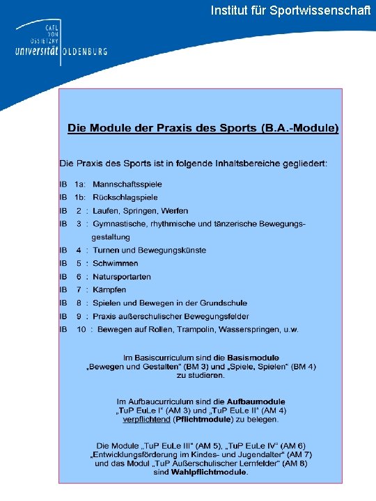 Institut für Sportwissenschaft 