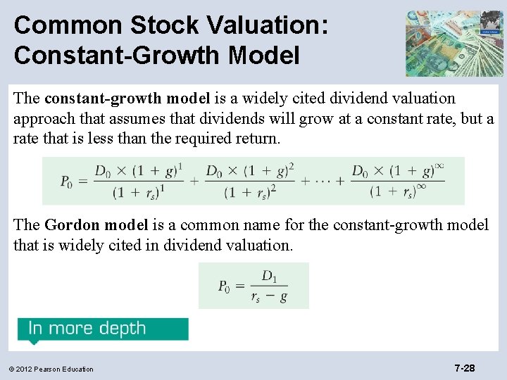 Common Stock Valuation: Constant-Growth Model The constant-growth model is a widely cited dividend valuation