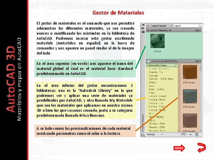 Auto. CAD 3 D Materiales y mapas en Auto. CAD Gestor de Materiales El