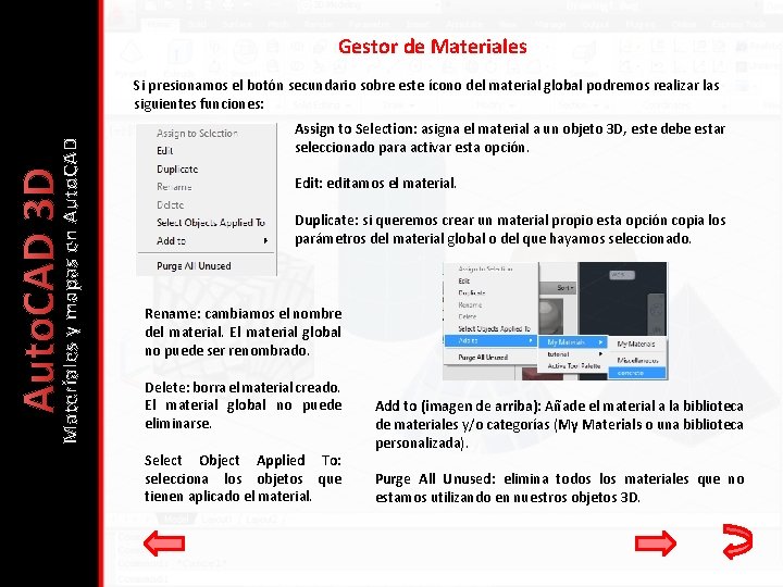 Gestor de Materiales Auto. CAD 3 D Materiales y mapas en Auto. CAD Si