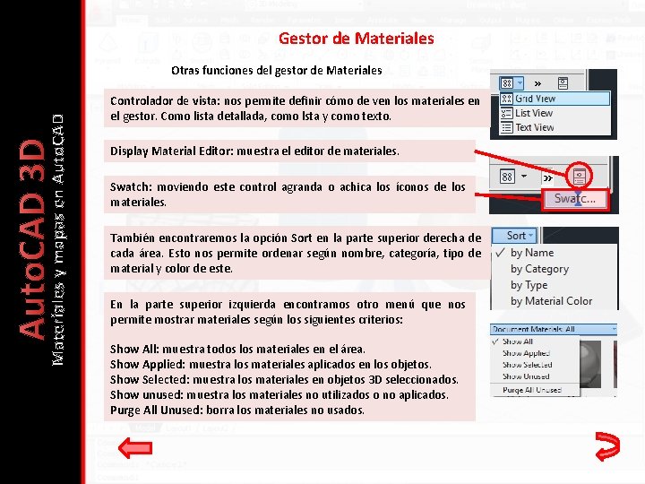 Gestor de Materiales Auto. CAD 3 D Materiales y mapas en Auto. CAD Otras