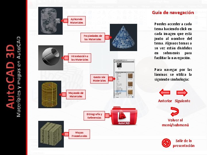Guía de navegación Auto. CAD 3 D Materiales y mapas en Auto. CAD Aplicando