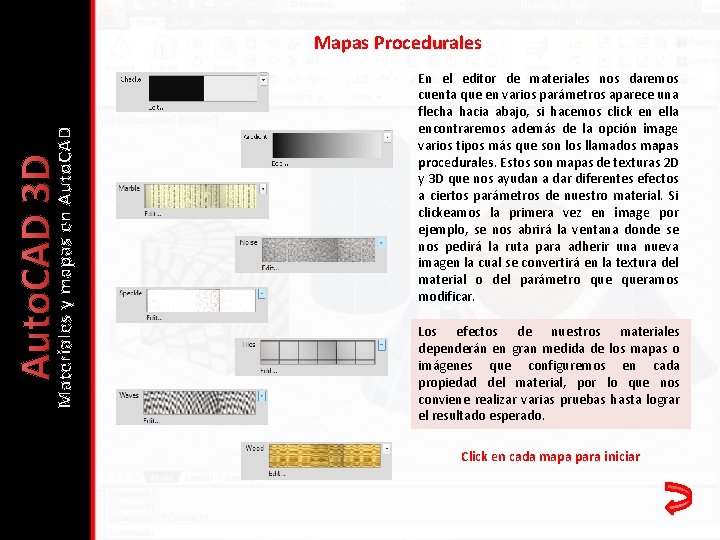 Auto. CAD 3 D Materiales y mapas en Auto. CAD Mapas Procedurales En el