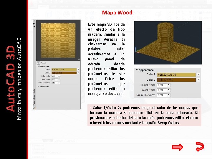 Auto. CAD 3 D Materiales y mapas en Auto. CAD Mapa Wood Este mapa