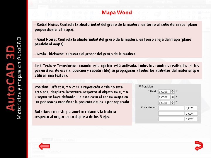 Auto. CAD 3 D Materiales y mapas en Auto. CAD Mapa Wood - Radial