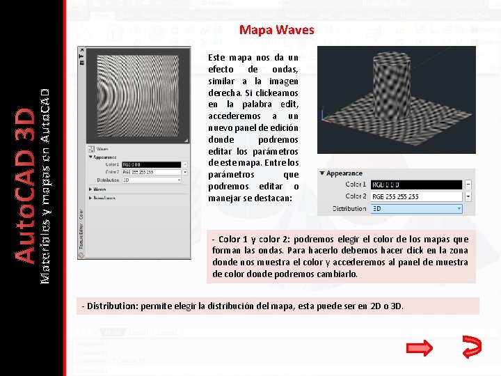 Auto. CAD 3 D Materiales y mapas en Auto. CAD Mapa Waves Este mapa