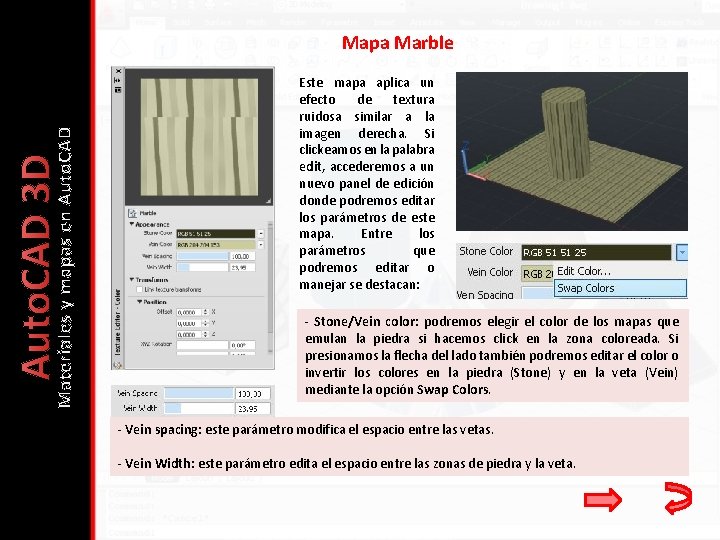 Auto. CAD 3 D Materiales y mapas en Auto. CAD Mapa Marble Este mapa
