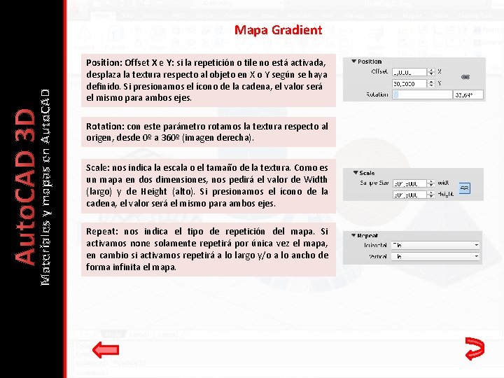 Auto. CAD 3 D Materiales y mapas en Auto. CAD Mapa Gradient Position: Offset