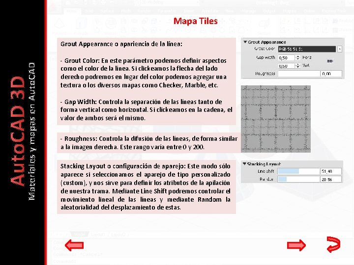 Mapa Tiles Auto. CAD 3 D Materiales y mapas en Auto. CAD Grout Appearance