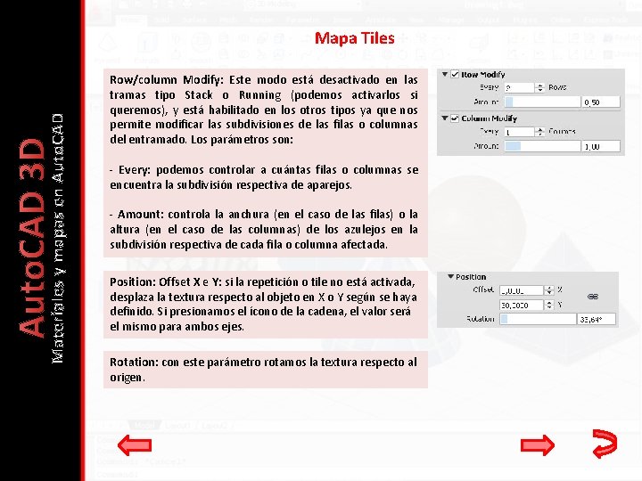 Auto. CAD 3 D Materiales y mapas en Auto. CAD Mapa Tiles Row/column Modify: