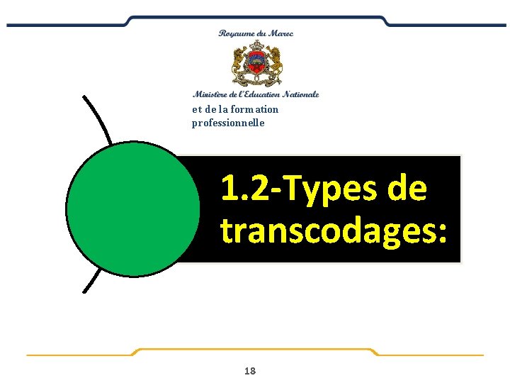 e t de la formation professionnelle 1. 2 -Types de transcodages: 18 