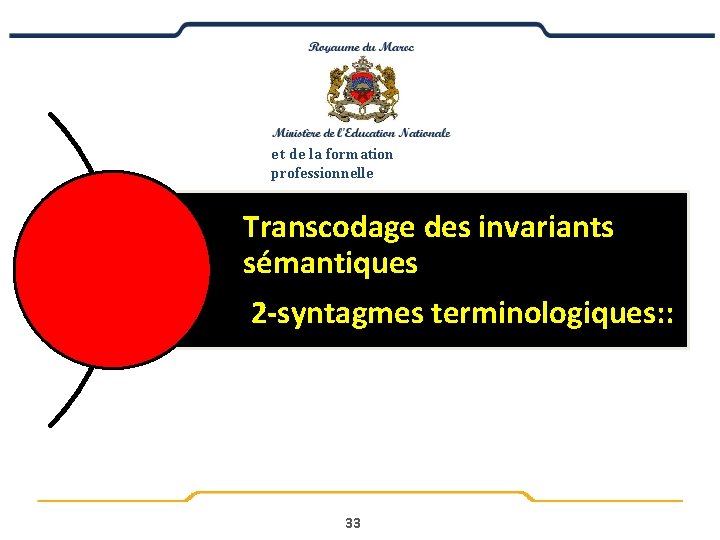 e t de la formation professionnelle Transcodage des invariants sémantiques 2 -syntagmes terminologiques: :
