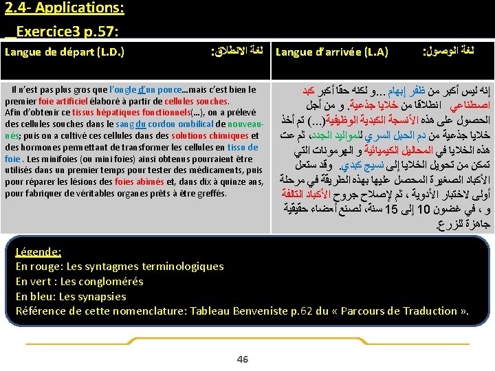 2. 4 - Applications: Exercice 3 p. 57: Langue de départ (L. D. )