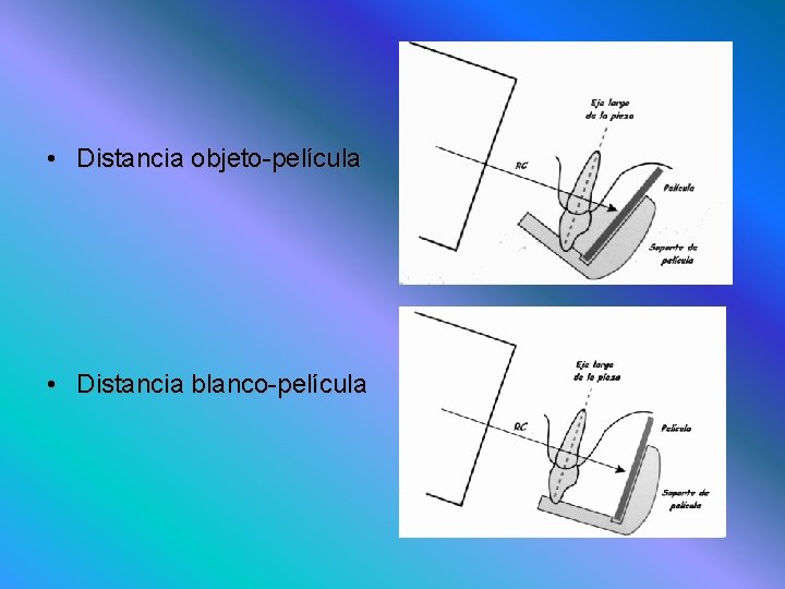  • Distancia objeto-película • Distancia blanco-película 