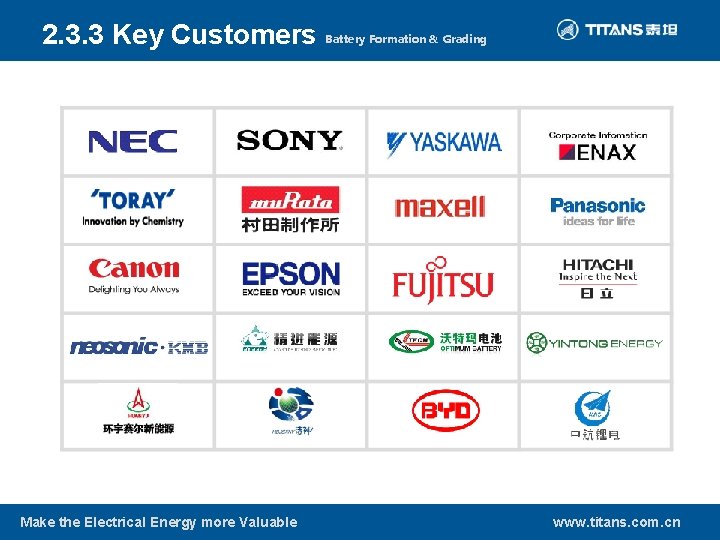 2. 3. 3 Key Customers Make the Electrical Energy more Valuable Battery Formation &