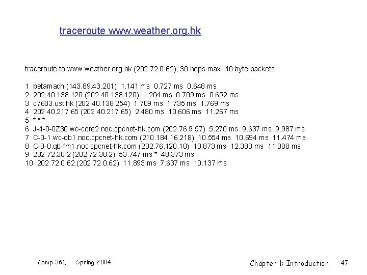 traceroute www. weather. org. hk traceroute to www. weather. org. hk (202. 72. 0.