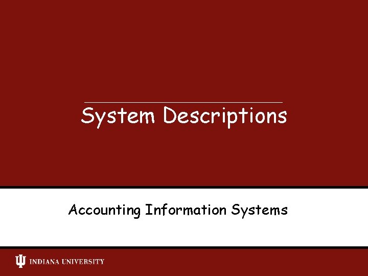 System Descriptions Accounting Information Systems 