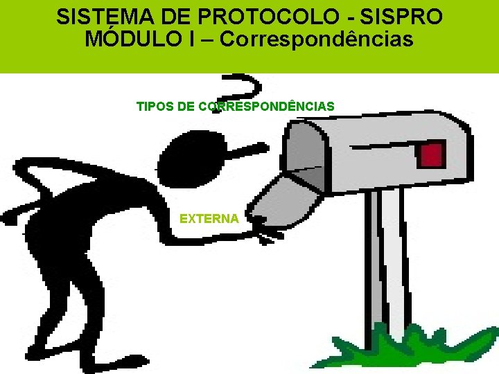 SISTEMA DE PROTOCOLO - SISPRO MÓDULO I – Correspondências EXTERNA TIPOS DE CORRESPONDÊNCIAS EXTERNA