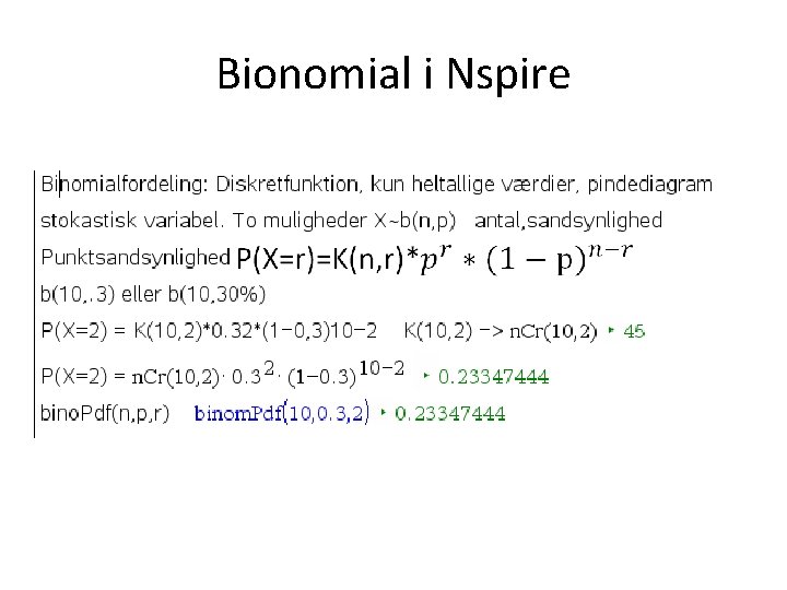 Bionomial i Nspire 