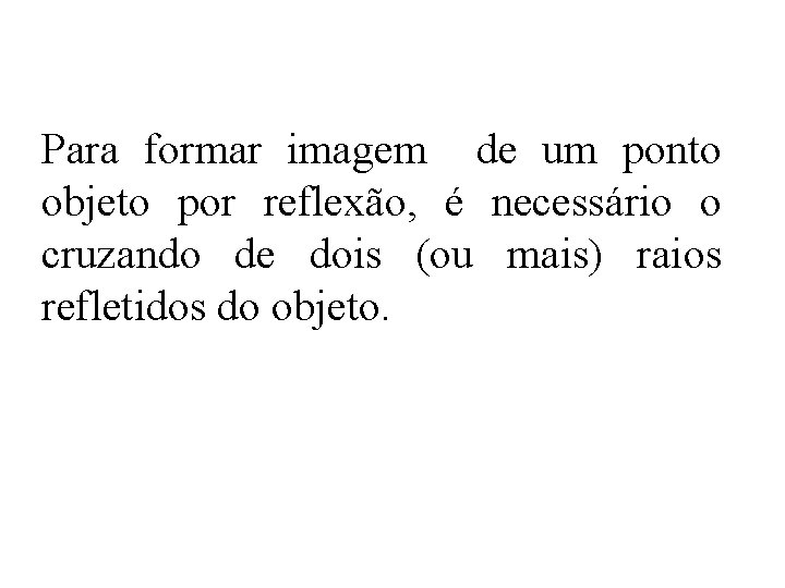 Para formar imagem de um ponto objeto por reflexão, é necessário o cruzando de