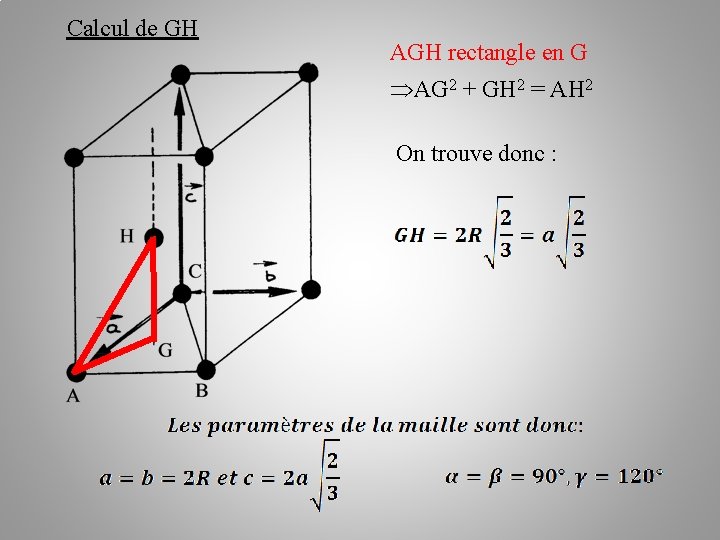 Calcul de GH AGH rectangle en G AG 2 + GH 2 = AH