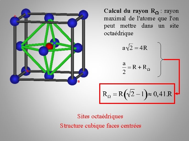 Calcul du rayon R : rayon maximal de l'atome que l'on peut mettre dans