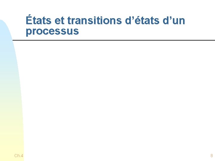 États et transitions d’états d’un processus Ch. 4 8 