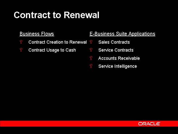 Contract to Renewal Business Flows E-Business Suite Applications Ÿ Contract Creation to Renewal Ÿ
