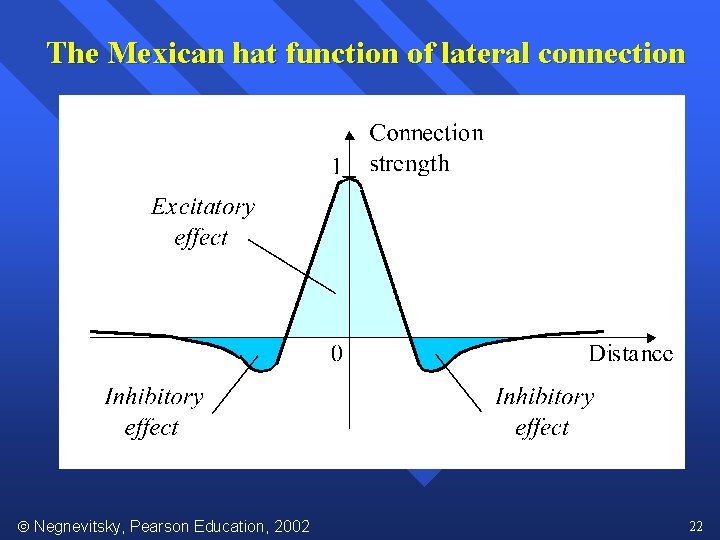 The Mexican hat function of lateral connection Negnevitsky, Pearson Education, 2002 22 
