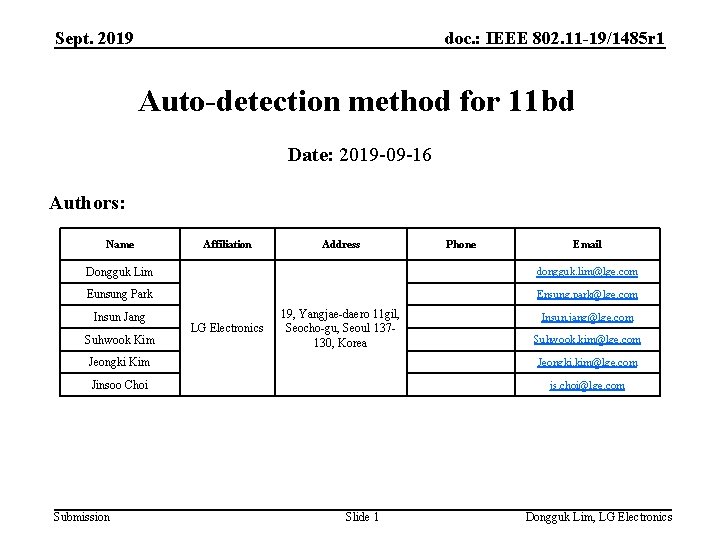 Sept. 2019 doc. : IEEE 802. 11 -19/1485 r 1 Auto-detection method for 11