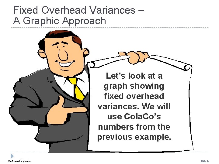 Fixed Overhead Variances – A Graphic Approach Let’s look at a graph showing fixed Fixed Overhead Variances – A Graphic Approach Let’s look at a graph showing fixed