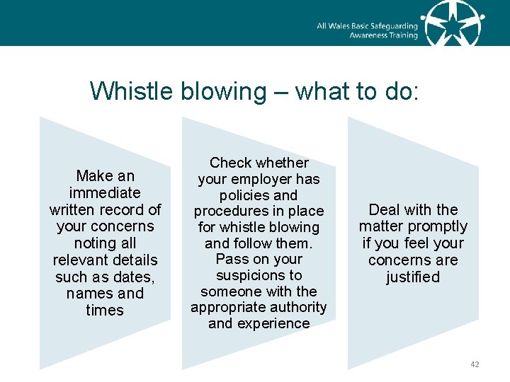 Whistle blowing – what to do: Make an immediate written record of your concerns